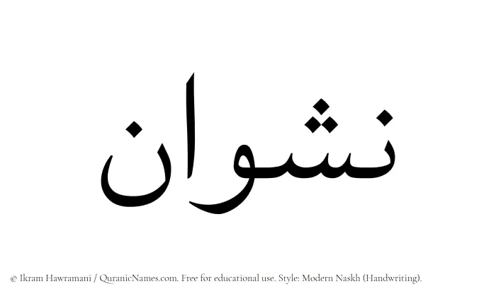 The Muslim name Nashwan written in naskh script