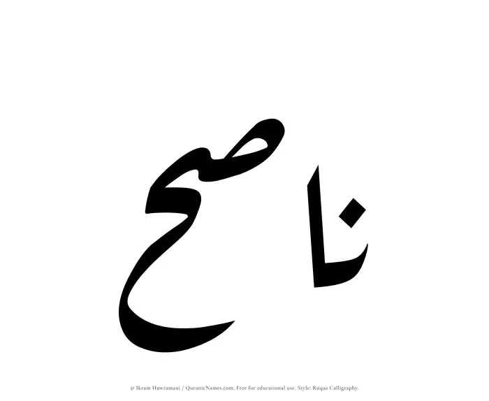 The Muslim name Nasih written in Ruqaa calligraphic script