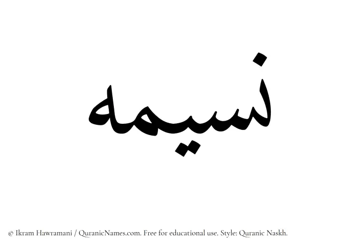 The Muslim name Nasima written in Quranic naskh script