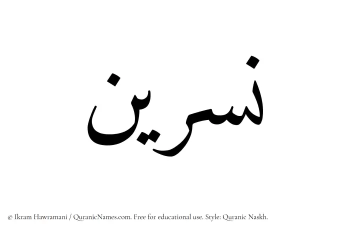 The Muslim name Nasreen written in Quranic naskh script