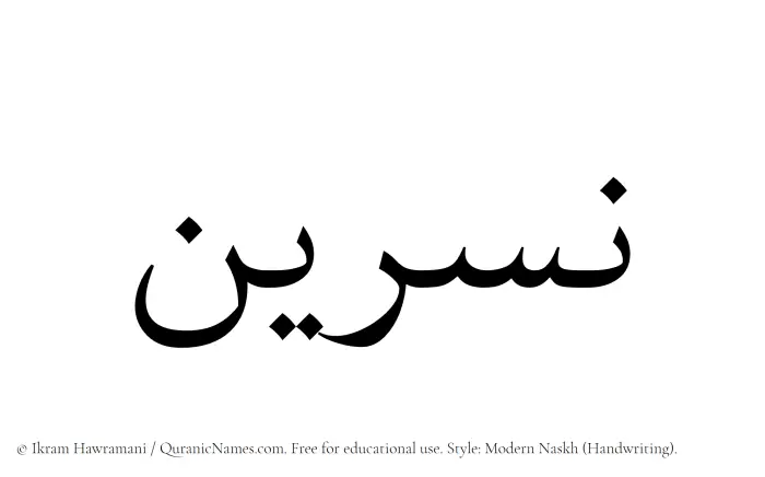 The Muslim name Nasreen written in naskh script