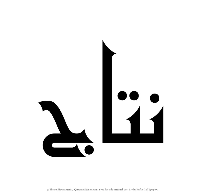 The Muslim name Nattaj written in Kufi/Kufic calligraphic script