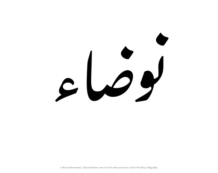 The Muslim name word Nawzaa written in Nastaliq calligraphic script