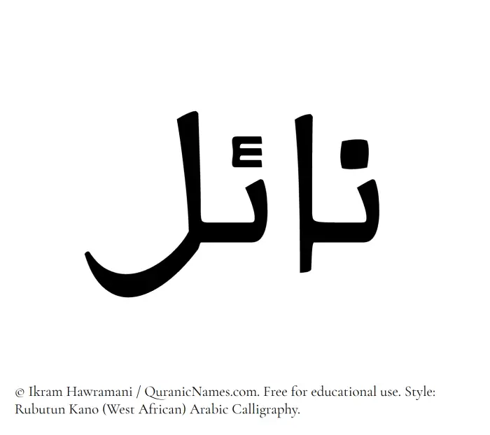 The Muslim name Nayel written in Rubutun Kano calligraphic script