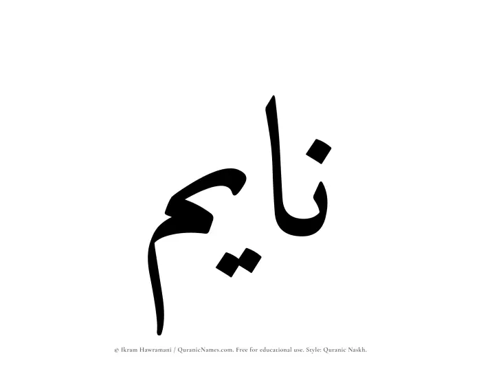The Muslim name Nayem written in Quranic naskh script