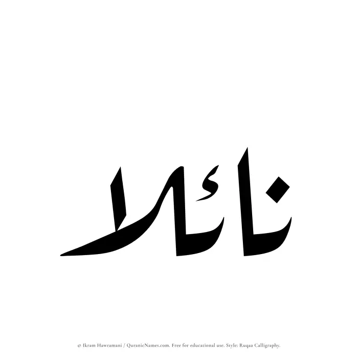 The Muslim name Naylaa written in Ruqaa calligraphic script
