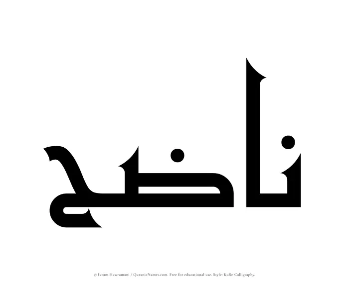 The Muslim name Nazih written in Kufi/Kufic calligraphic script