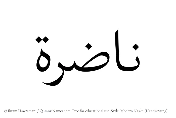 The Muslim name Nazira written in naskh script