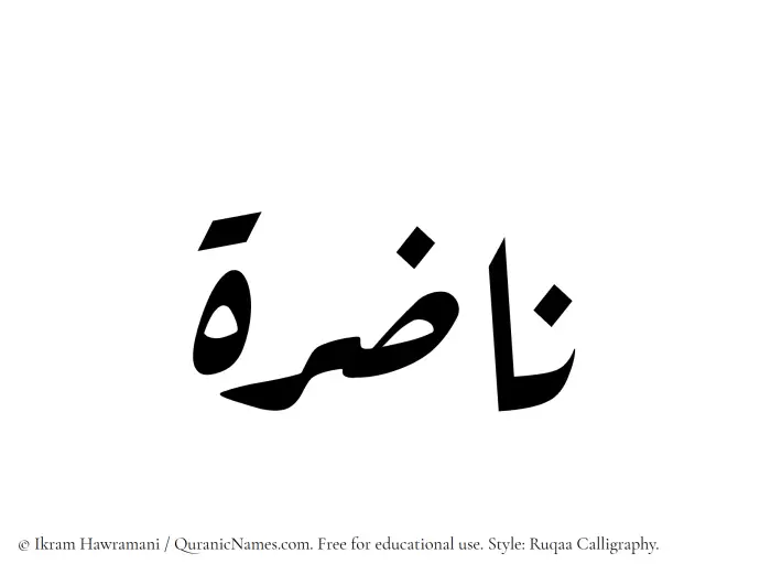 The Muslim name Nazira written in Ruqaa calligraphic script