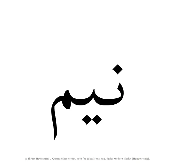 The Muslim name Neem written in naskh script