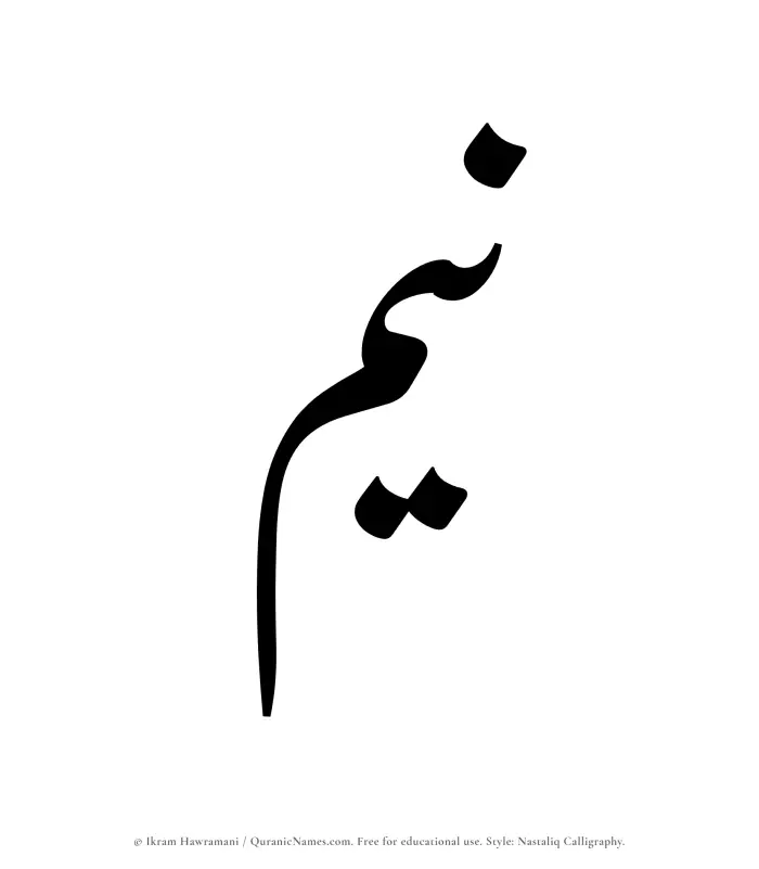 The Muslim name word Neem written in Nastaliq calligraphic script