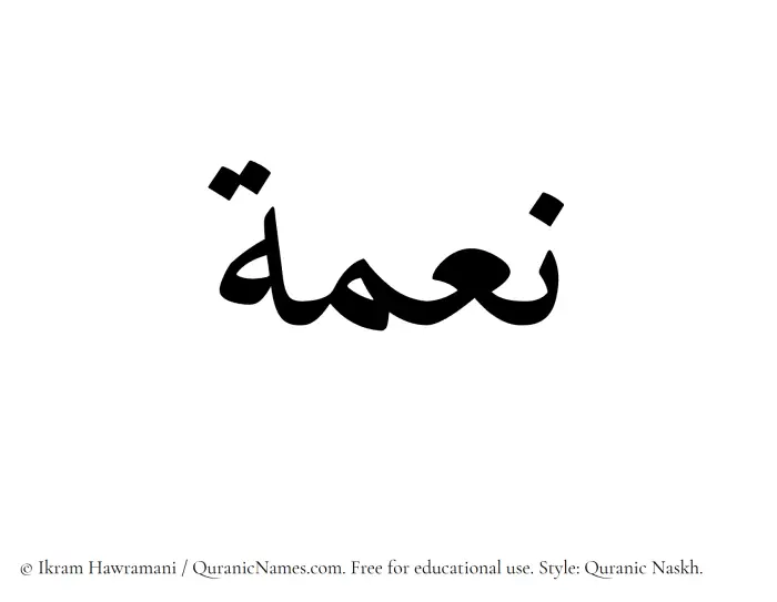The Muslim name Neima written in Quranic naskh script