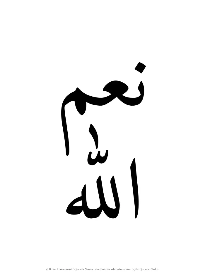 The Muslim name Niamullah written in Quranic naskh script