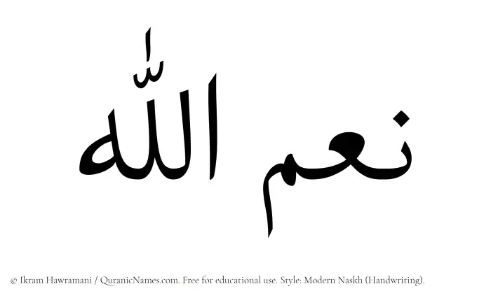 The Muslim name Niamullah written in naskh script