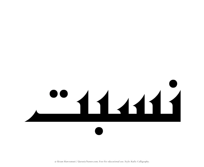The Muslim name Nisbat written in Kufi/Kufic calligraphic script