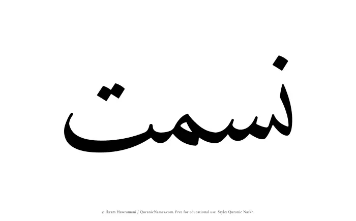 The Muslim name Nismat written in Quranic naskh script
