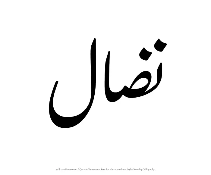The Muslim name word Nizal written in Nastaliq calligraphic script