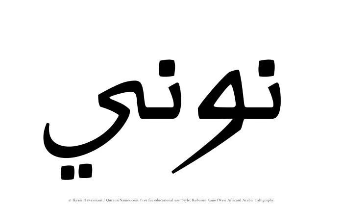 The Muslim name Nooni written in Rubutun Kano calligraphic script