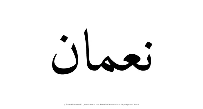 The Muslim name Nouman written in Quranic naskh script