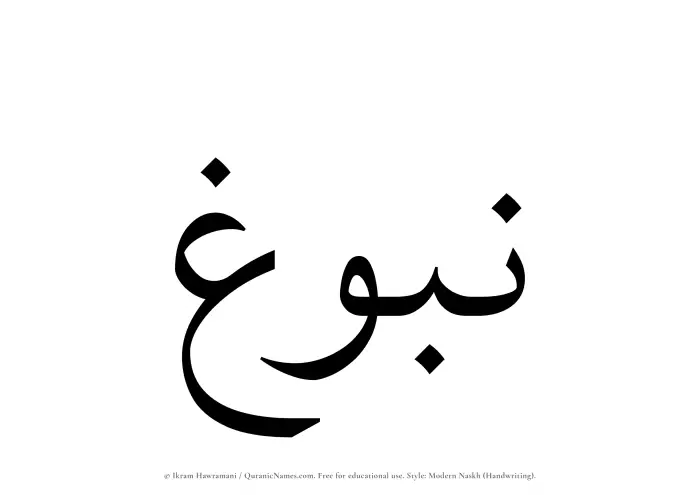 The Muslim name Nubugh written in naskh script