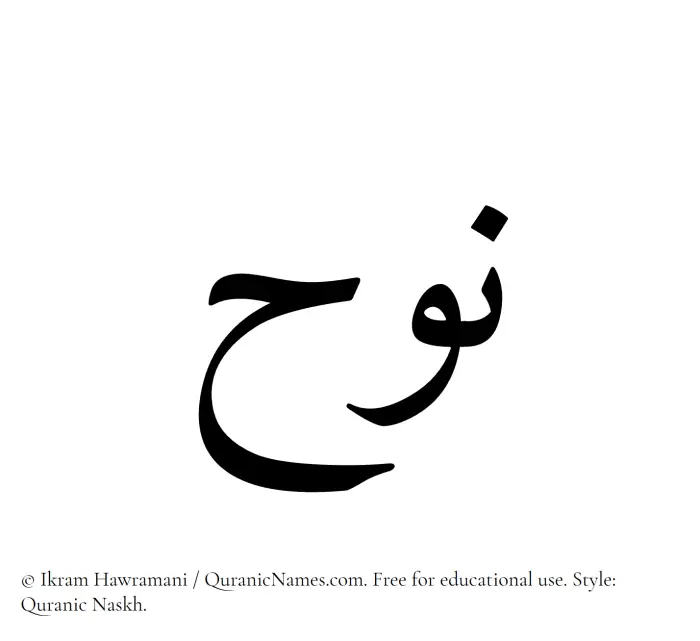 The Muslim name Nuh written in Quranic naskh script