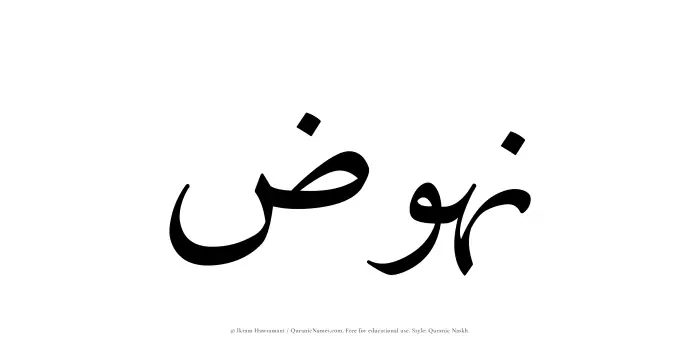 The Muslim name Nuhuz written in Quranic naskh script