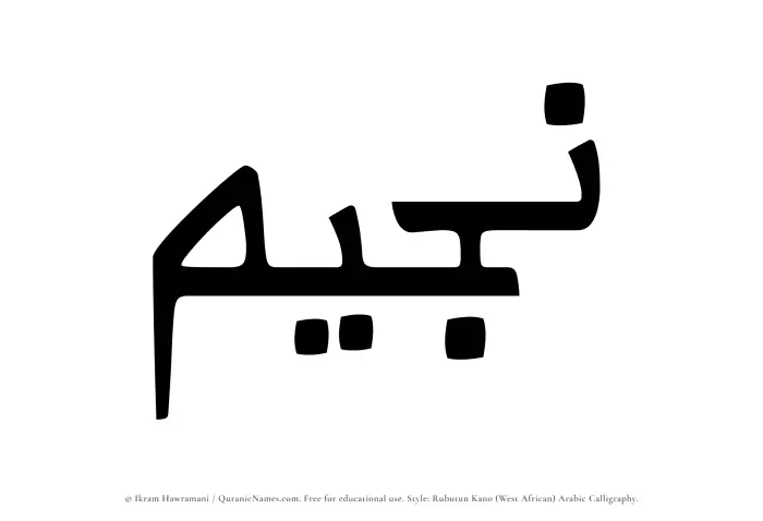 The Muslim name Nujaim written in Rubutun Kano calligraphic script