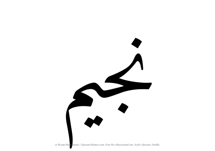 The Muslim name Nujaim written in Quranic naskh script