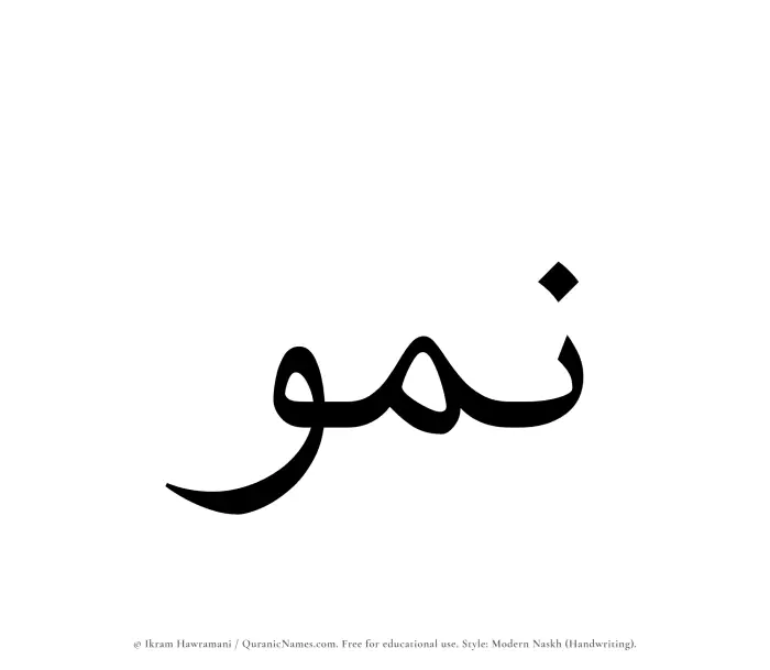 The Muslim name Numou written in naskh script