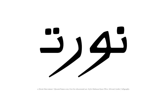 The Muslim name Nurat written in Rubutun Kano calligraphic script