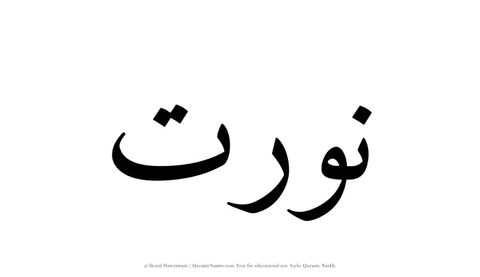 The Muslim name Nurat written in Quranic naskh script