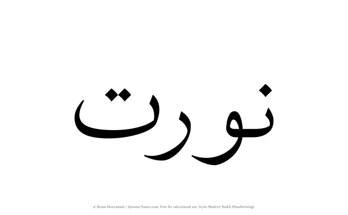 The Muslim name Nurat written in naskh script