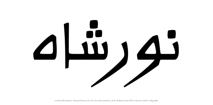 The Muslim name Nurshah written in Rubutun Kano calligraphic script