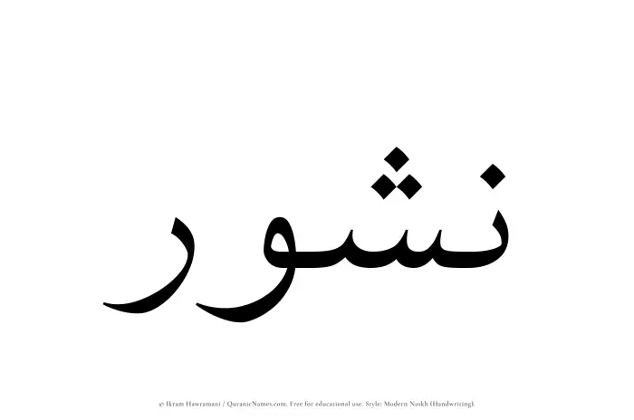 The Muslim name Nushur written in naskh script