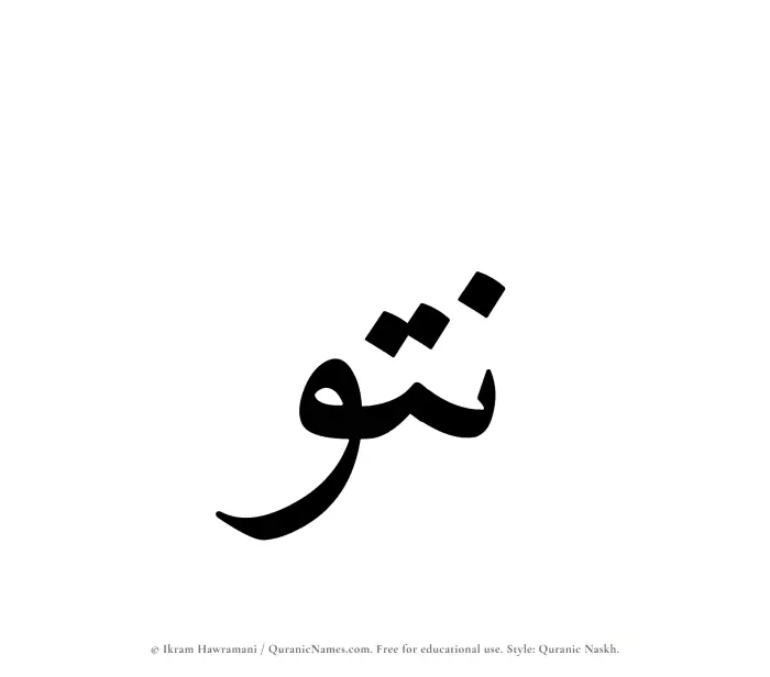 The Muslim name Nutou written in Quranic naskh script