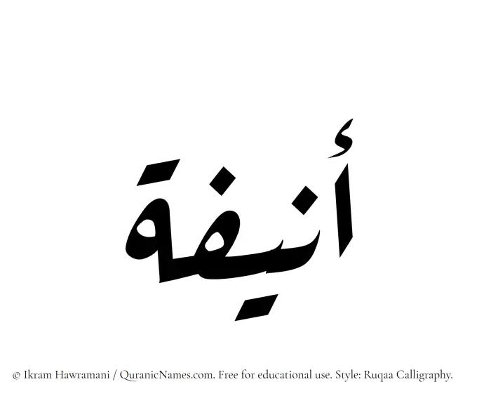 The Muslim name Onaifa written in Ruqaa calligraphic script