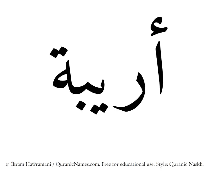The Muslim name Oraiba written in Quranic naskh script