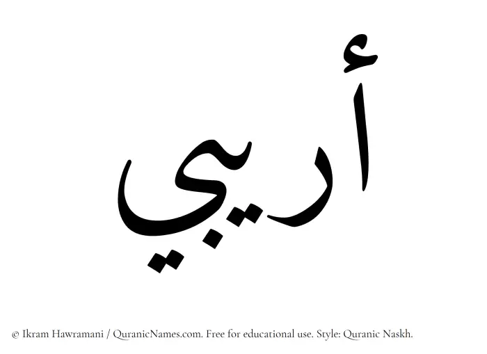 The Muslim name Oraibi written in Quranic naskh script
