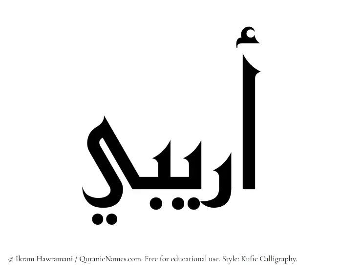 The Muslim name Oraibi written in Kufi/Kufic calligraphic script