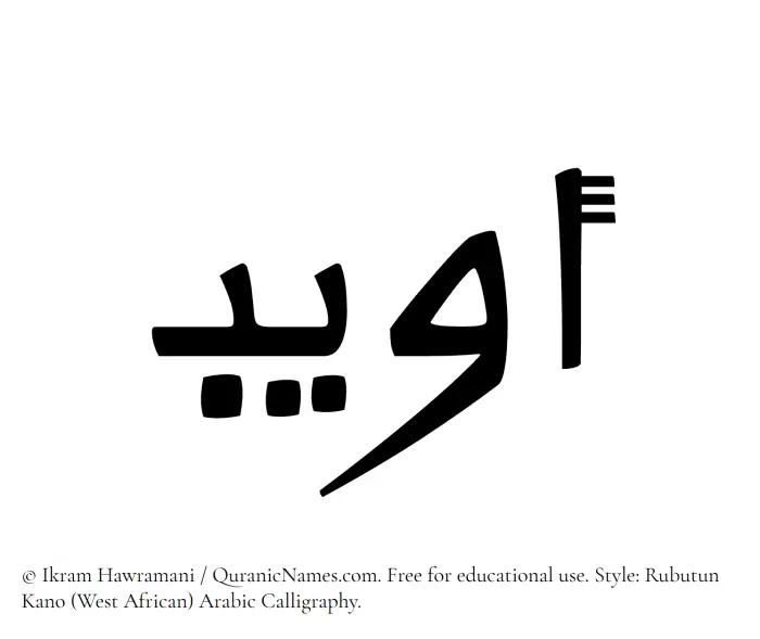The Muslim name Owaib written in Rubutun Kano calligraphic script