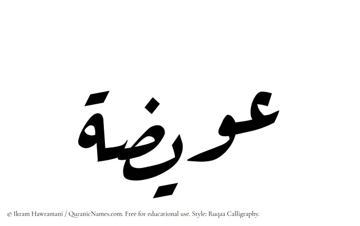 The Muslim name Owaiza written in Ruqaa calligraphic script
