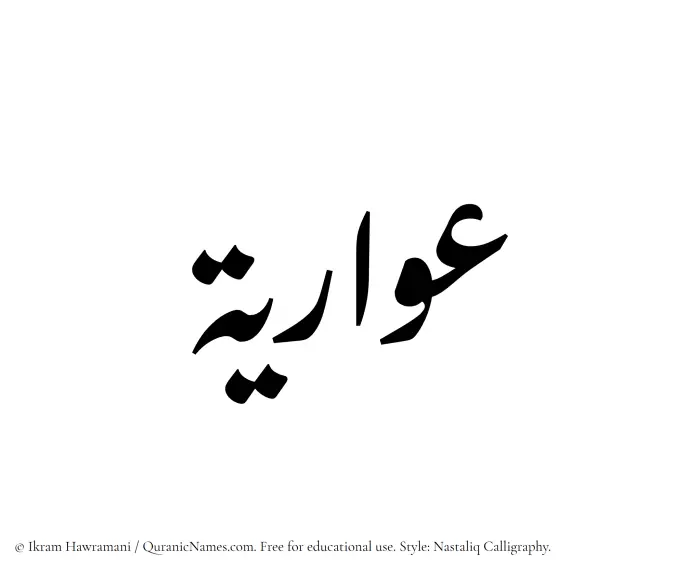The Muslim name word Owaria written in Nastaliq calligraphic script