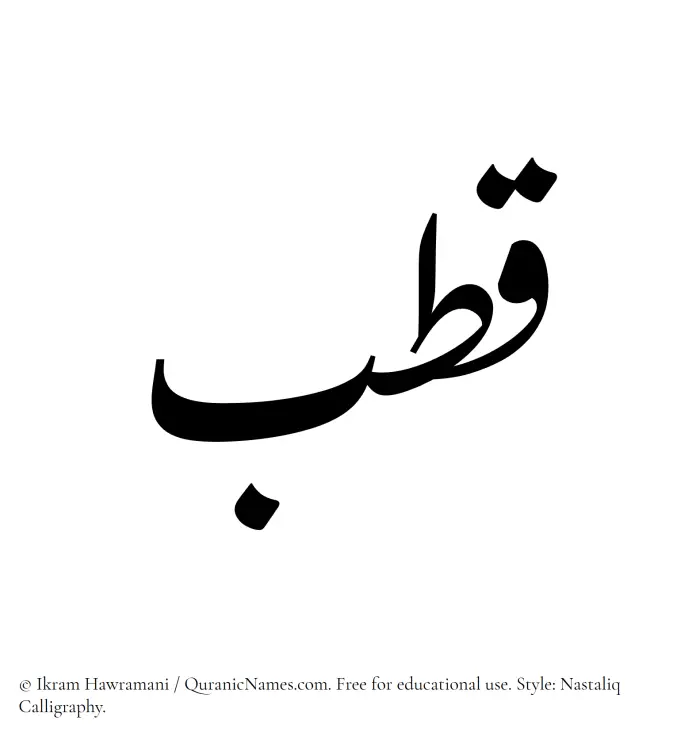The Muslim name word Qutb written in Nastaliq calligraphic script