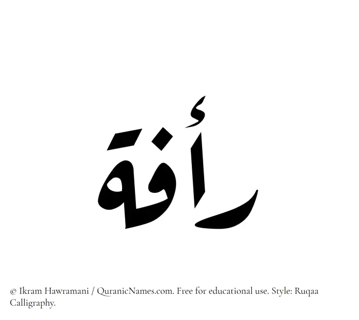 The Muslim name Rafa written in Ruqaa calligraphic script