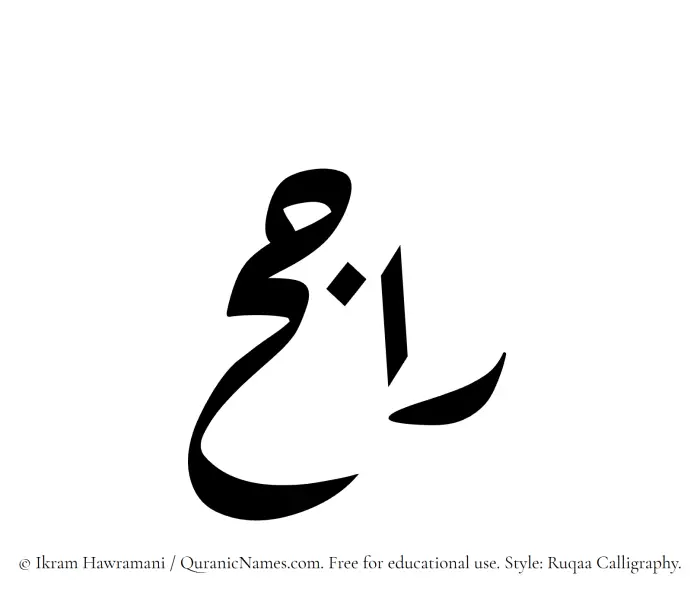 The Muslim name Rajih written in Ruqaa calligraphic script