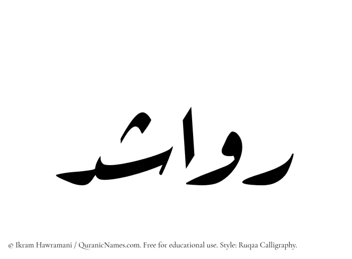The Muslim name Rawashed written in Ruqaa calligraphic script