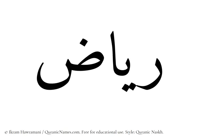 The Muslim name Riaz written in Quranic naskh script