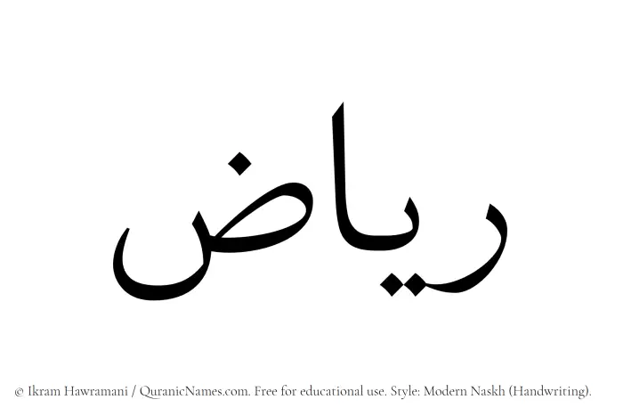 The Muslim name Riaz written in naskh script