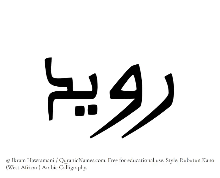 The Muslim name Ruwaid written in Rubutun Kano calligraphic script