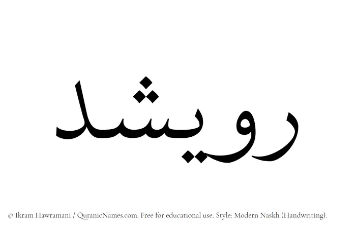 The Muslim name Ruwaishid written in naskh script